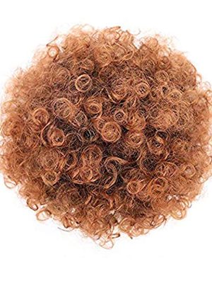 Aafro Ponytail Extension Synthetic Short Kinkys Curly Afro Puff Drawstring Bun Hairpieces Up Do Curly Wave Hair Clip In Ponytail for African American Women with Donut Chignon Hairpieces Wig