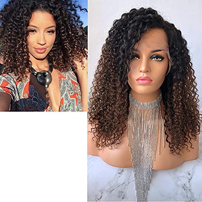Cbwigs Glueless Brazilian Remy Afro Kinky Curly Human Hair Lace Front Wig with Pre-Plucked Hairline 4.5 inch Deep Parting Long Fluffy Wigs for Black Women (16