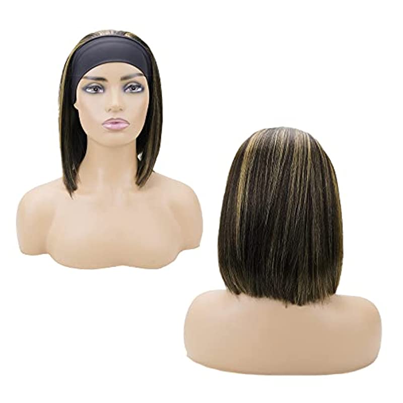 Headband Wig Human Hair Wigs for Black Women Curly Headband Wigs Short Human Hair Glueless Brazilian Virgin Hair None Lace Front Wigs 10A Remy Hair Headband Wigs(#4)