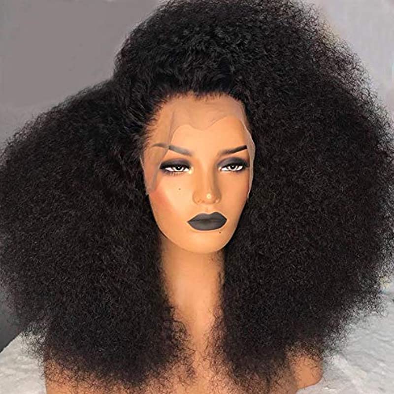 Mongolian Afro Kinky Curly Wig Natural Lace Front Human Hair Wigs for Black Women VIPbeauty Pre Plucked with Baby Hair 150 Density Remy Wigs(20 Inch)…