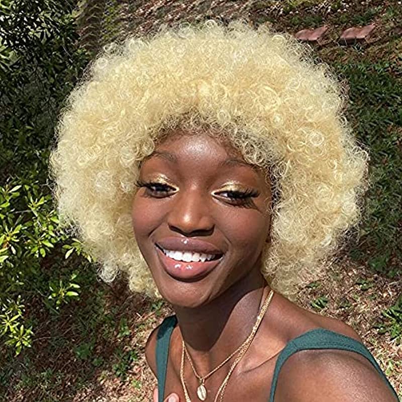 PangDongLai 613 Short Human Hair Wig Afro Wigs for Black Women Brazilian Remy Human Hair Machine Made Wig Afro Wigs for Men 150% Density (AFRO WIG, 613)
