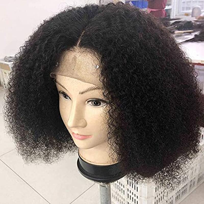 SUNNYBLUEE 150% Density Lace Front Human Hair Wigs For Women With Black Afro Kinky Curly Glueless Brazilian Remy Hair 13X4 Lace Wigs 10inches