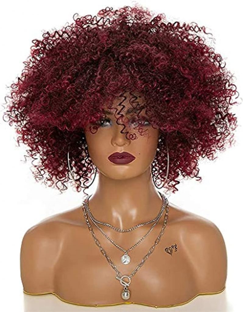Well 15 Red Kinky Curly Wig Afro Kinky Curly Human Hair Lace Front Wigs for Black Women,150 Density Remy Human Hair Natural Hairline